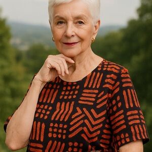 Black and Orange Patterned Top